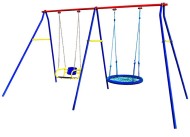Качели дачные "Пионер 2" двойные качели цепные со спинкой + качели гнездо 76 см. (сетка)