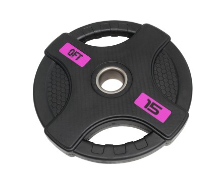 Диск олимпийский обрезиненный черный с двумя хватами 15 кг