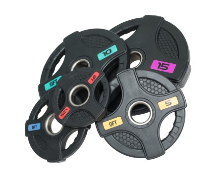 Диск олимпийский обрезиненный черный с двумя хватами 15 кг