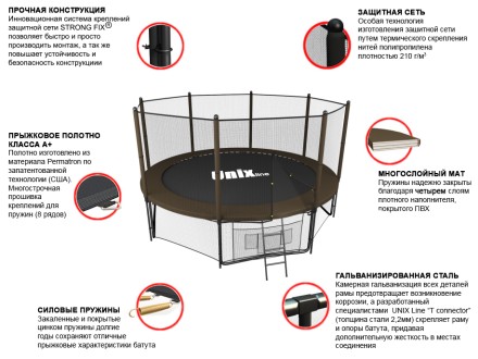 Батут UNIX Line Black&Brown 10 ft (outside)