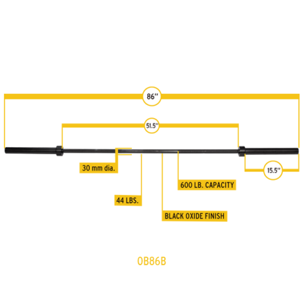 Гриф олимпийский прямой 86", до 270 кг, черный