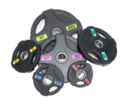 Диск олимпийский обрезиненный черный с двумя хватами 20 кг