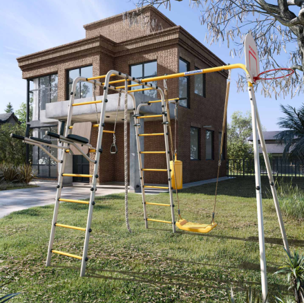 Дачный комплекс "Fitness" + ПЛАСТИКОВЫЕ качели Romana (серый/желтый) R 103.20.05 Дачный комплекс "Fitness" + ПЛАСТИКОВЫЕ качели Romana (серый/желтый) R 103.20.05