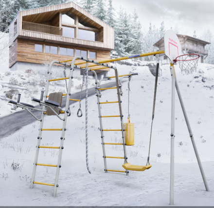 Дачный комплекс "Fitness" + ПЛАСТИКОВЫЕ качели Romana (серый/желтый) R 103.20.05 Дачный комплекс "Fitness" + ПЛАСТИКОВЫЕ качели Romana (серый/желтый) R 103.20.05