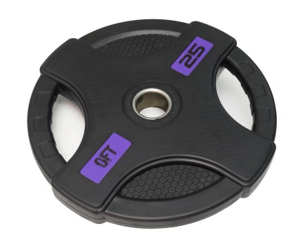 Диск олимпийский обрезиненный черный с двумя хватами 25 кг