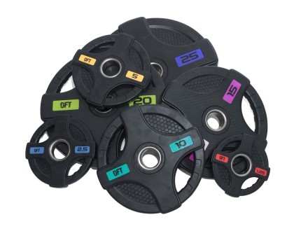 Диск олимпийский обрезиненный черный с двумя хватами 25 кг