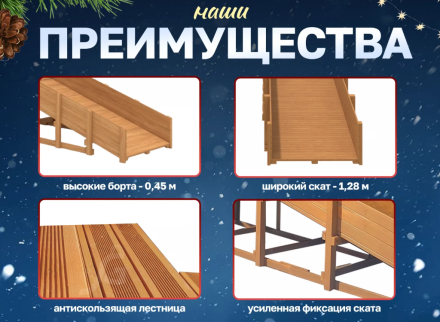 Зимняя горка "IgraGrad Snow Fox", скат 2.8 м 