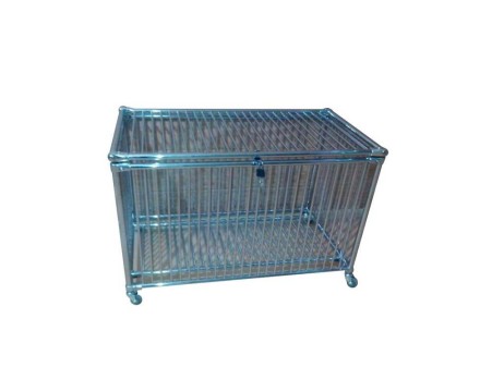 Корзина для мячей, мелкая решетка, на колесиках, закрытая