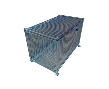 Корзина для мячей, мелкая решетка, на колесиках, закрытая