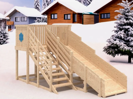 Деревянная зимняя горка "IgraGrad Snow Fox", скат 4 м (без окраски)