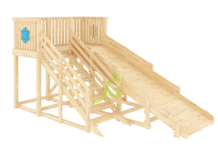 Деревянная зимняя горка "IgraGrad Snow Fox", скат 4 м (без окраски)
