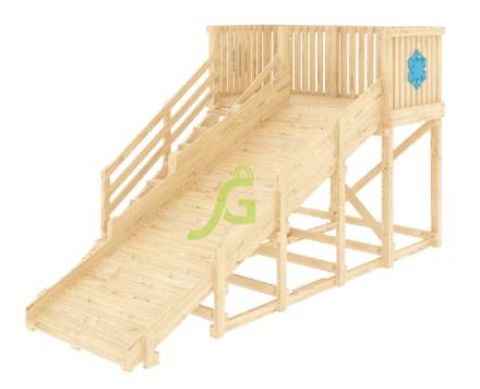 Деревянная зимняя горка "IgraGrad Snow Fox", скат 4 м (без окраски)