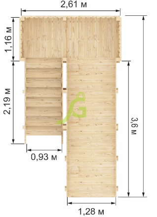 Деревянная зимняя горка "IgraGrad Snow Fox", скат 4 м (без окраски)