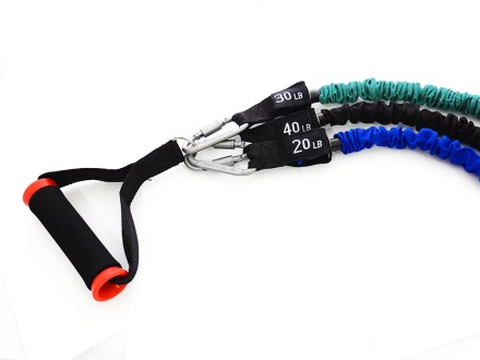 Набор эспандеров трубчатых в защитных чехлах (5 шт.) и аксессуаров в сумке