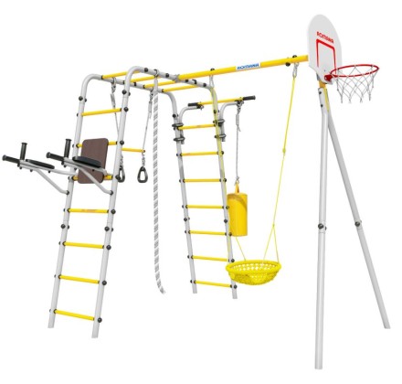 Дачный комплекс "Fitness" + СЕТКА качели Romana 103.20.05 (серый/жёлтый)