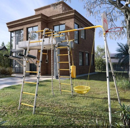 Дачный комплекс "Fitness" + СЕТКА качели Romana 103.20.05 (серый/жёлтый)