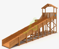 Зимняя деревянная горка "IgraGrad Snow Fox (Домик)", скат 10 м 