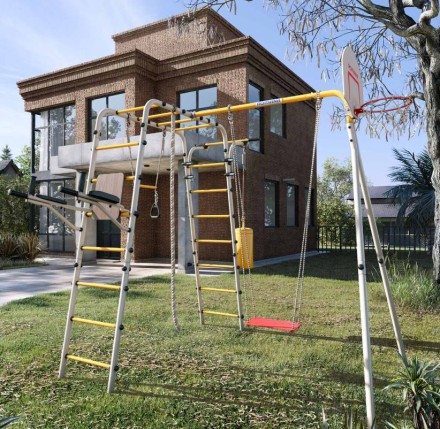   Дачный комплекс "Fitness" + ФАНЕРНЫЕ качели Romana 103.20.05 (серый/жёлтый)