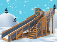 Детская деревянная зимняя горка "IgraGrad Snow Fox", скат 5,9 м мод.3
