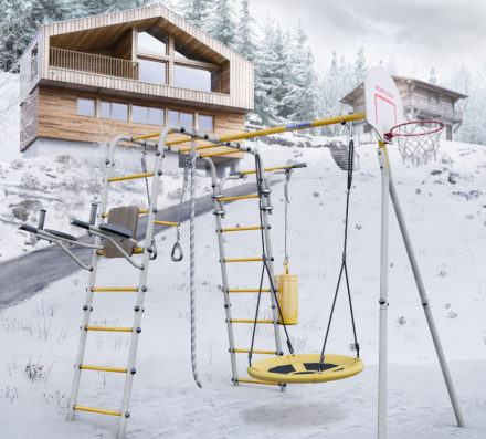 Дачный комплекс "Fitness" + ГНЕЗДО качели Romana (серый/желтый) R 103.20.04