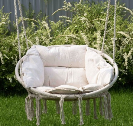 Качели плетёные со спинкой одинарные с подушкой Romana 1.Д-26.20 (молочный)