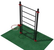 Шведская стенка, оснащенная баскетбольным кольцом с сеткой диаметром 18 дюймов (46 см)