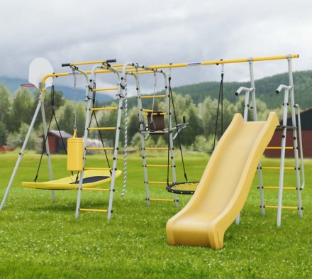   Дачный комплекс "Romana Fitness-PRO с горкой 1200 мм" комплект №9 (серый/жёлтый)