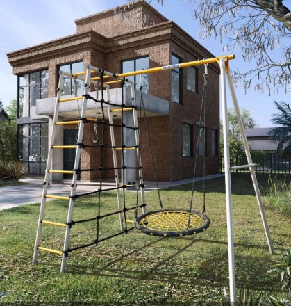       Дачный комплекс "Romana D1" + ГНЕЗДО качели-гнездо 80 см Romana 103.31.06 (серый/жёлтый)