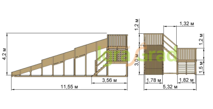 Зимняя горка "IgraGrad Snow Fox", скат 10 м (мод. 2)