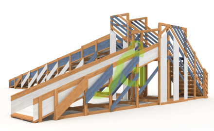 Зимняя деревянная горка "IgraGrad Snow Fox 12 м" с двумя скатами мод.524