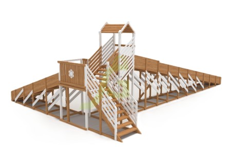 Зимняя деревянная горка "IgraGrad Snow Fox 12 м" с двумя скатами мод.724