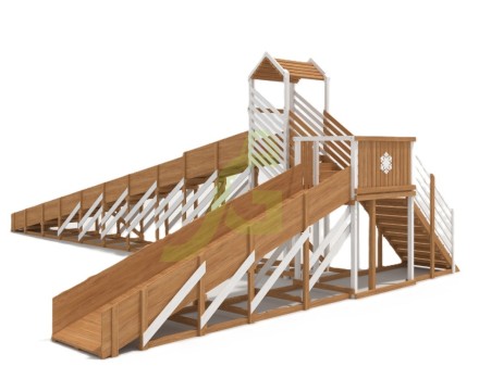 Зимняя деревянная горка "IgraGrad Snow Fox 12 м" с двумя скатами мод.724