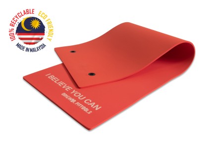 Мат для аэробики 10 мм красный с кольцами