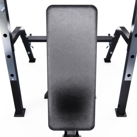 Скамья со стойками под штангу DFC GORILLA черная, с партой для бицепса