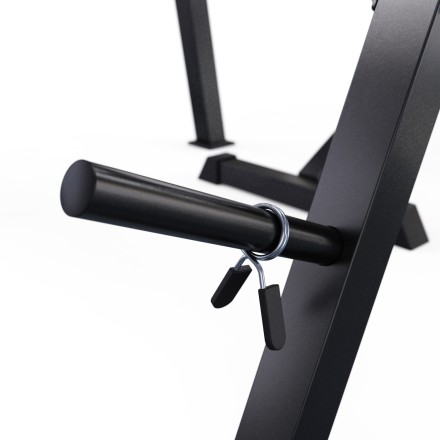 Скамья со стойками под штангу DFC GORILLA черная, с партой для бицепса