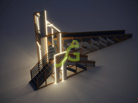 Зимняя деревянная горка "IgraGrad Snow Fox 12 м" с двумя скатами мод.3