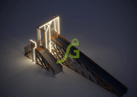 Зимняя деревянная горка "IgraGrad Snow Fox 12 м" с двумя скатами мод.3