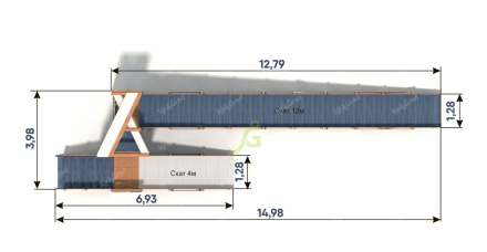 Зимняя деревянная горка "IgraGrad Snow Fox 12 м" с двумя скатами мод.3