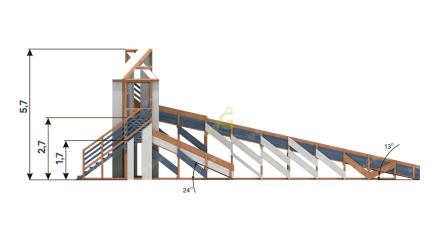 Зимняя деревянная горка "IgraGrad Snow Fox 12 м" с двумя скатами мод.3