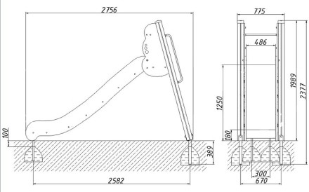 Детская горка «Волна H=1250»     