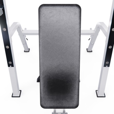 Скамья со стойками под штангу DFC GORILLA белая, с партой для бицепса