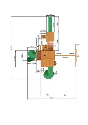 Деревянная детская площадка для дачи "Великан 3" (Макси) Деревянная детская площадка для дачи "Великан 3" (Макси)