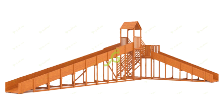 Зимняя деревянная горка "IgraGrad Snow Fox 12 м" с двумя скатами мод.2