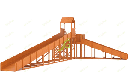 Зимняя деревянная горка "IgraGrad Snow Fox 12 м" с двумя скатами мод.2