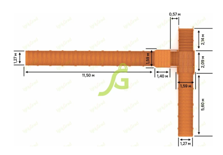 Зимняя деревянная горка "IgraGrad Snow Fox 12 м" с двумя скатами мод.2