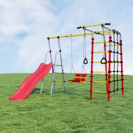 Дачный комплекс "Богатырь" + ЦЕПНЫЕ качели Romana 103.07.06 (серый/жёлтый)