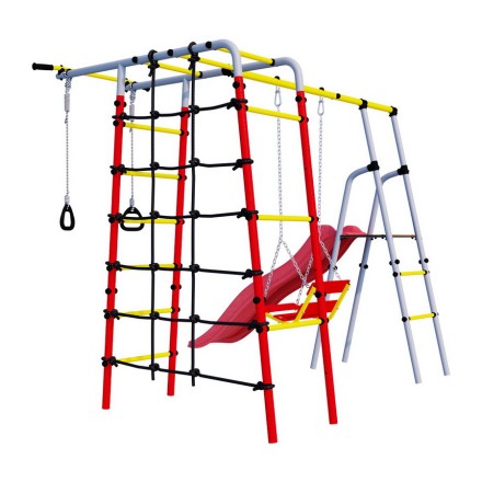 Дачный комплекс "Богатырь" + ЦЕПНЫЕ качели Romana 103.07.06 (серый/жёлтый)