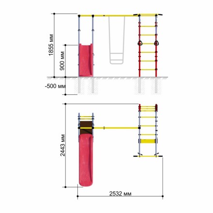 Дачный комплекс "Богатырь" + ЦЕПНЫЕ качели Romana 103.07.06 (серый/жёлтый)