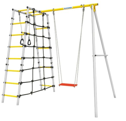 Дачный комплекс "Romana D1" + ФАНЕРНЫЕ качели 103.31.06 (серый/жёлтый)