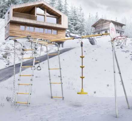 Дачный комплекс "Акробат 2" + ДИСК качели Romana 103.19.05 (серый/жёлтый)